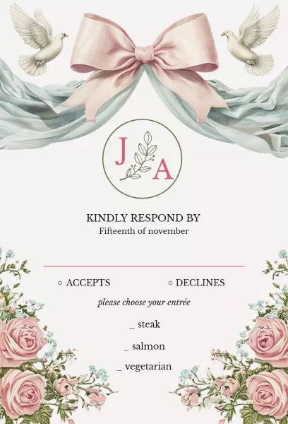 Elegant Floral RSVP Response Card Invitation Template