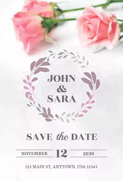 Elegant Floral Rustic Wedding Save The Date Invitation Template