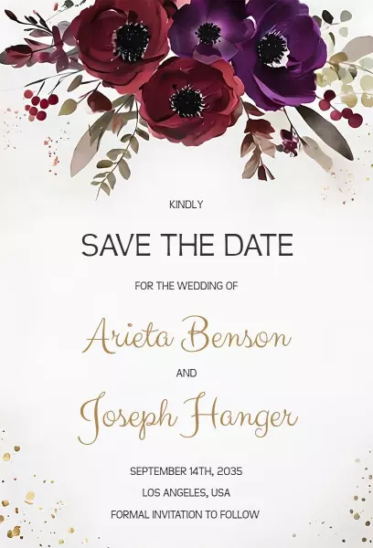 Elegant Floral Save The Date Wedding Celebration Invitation Template