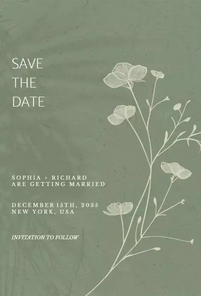 Elegant Floral Save The Date Wedding Invitation Template