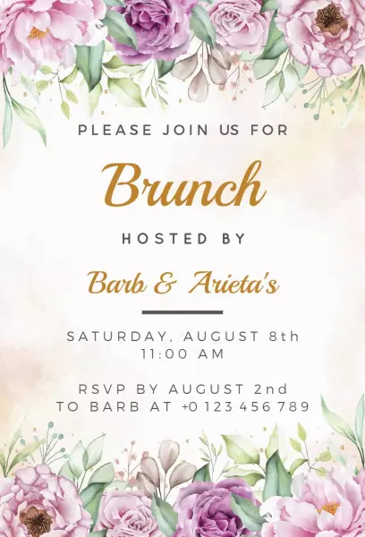 Elegant Floral Summer Brunch Gathering Invitation Template