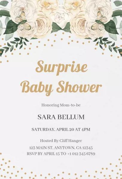 Elegant Floral Surprise Baby Shower Celebration Invitation Template
