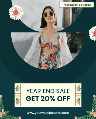 Elegant Floral Swimwear Year-End Sale Poster Template