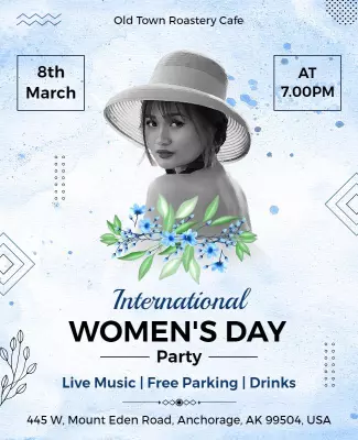Elegant Floral Theme for International Women's Day Party Poster Template