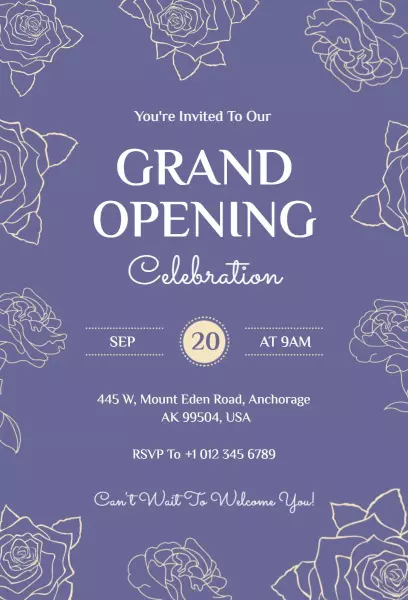 Elegant Floral Theme Grand Opening Celebration Invitation Template