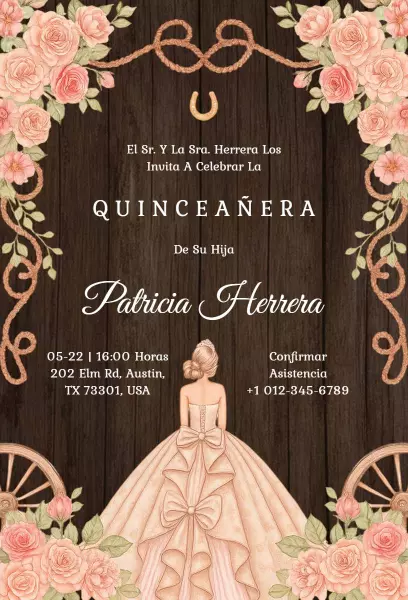 Elegant Floral Vintage Quinceanera Celebration Invitation Template