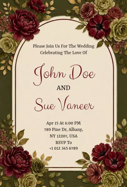 Elegant Floral Vintage Wedding Celebration Invitation Template