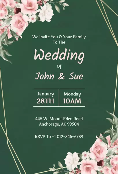 Elegant Floral Wedding Celebration Greenery Invitation Template