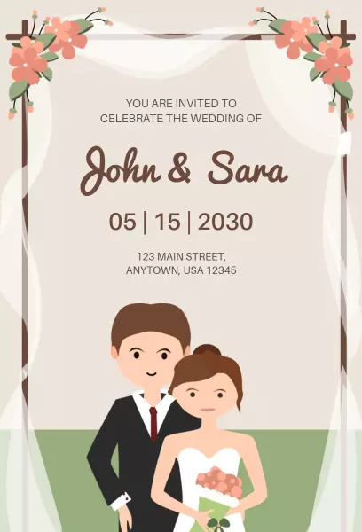 Elegant Floral Wedding Celebration Invitation Template