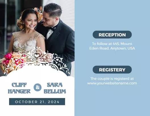 Elegant Floral Wedding Ceremony and Reception Invitation Brochure Template