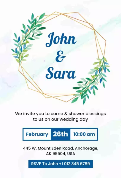 Elegant Floral Wedding Ceremony Celebration Invitation Template