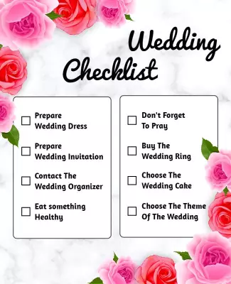 Elegant Floral Wedding Checklist Planner Poster Template