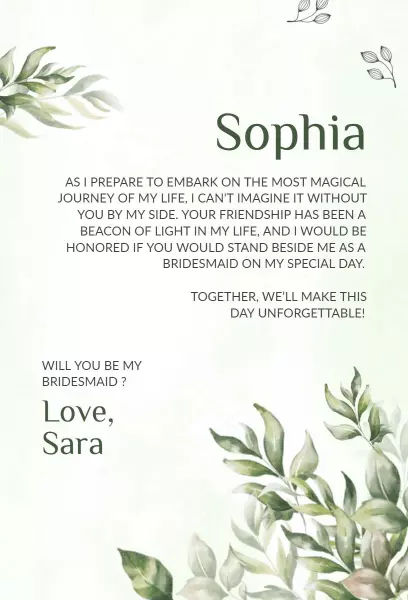 Elegant Floral Whimsical Bridesmaid Proposal Invitation Template