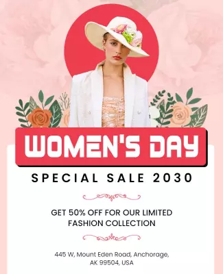Elegant Floral Women's Day Special Sale Poster Template