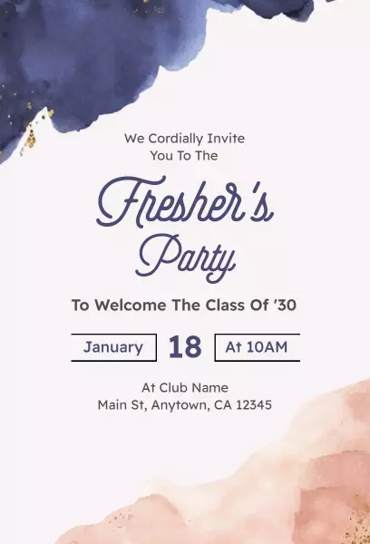 Elegant Freshers Welcome Party Celebration Invitation Template