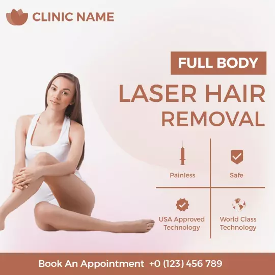 Elegant Full Body Laser Hair Removal Safety Focus Ad Template