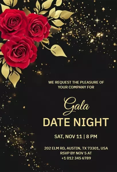 Elegant Gala Romantic Date Night Celebration Invitation Template