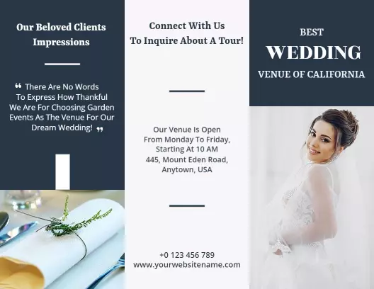 Elegant Garden Wedding Venue Tour and Package Details Brochure Template