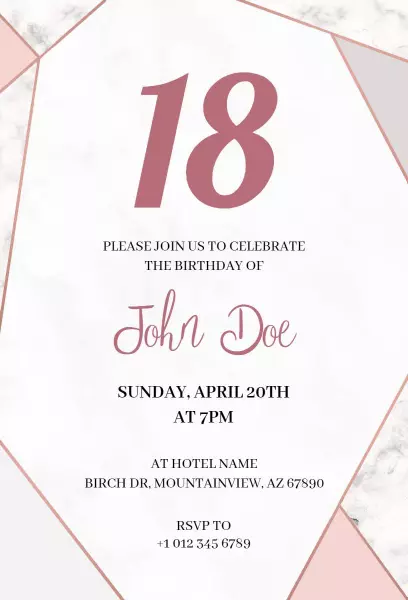 Elegant Geometric 18th Birthday Celebration Invitation Template