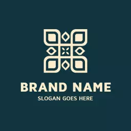 Elegant Geometric Design in Soft Cream and Dark Green Business Logo Template