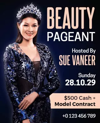 Elegant Glamorous Beauty Pageant Competition Poster Template