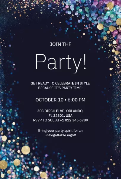 Elegant Glittering Celebration Night Party Invitation Template