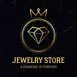 Elegant Gold and Black Circular Jewelry Store Logo Template