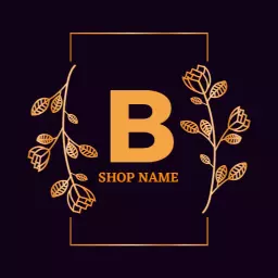 Elegant Gold and Black Floral Design for Royal Shop Logo Template