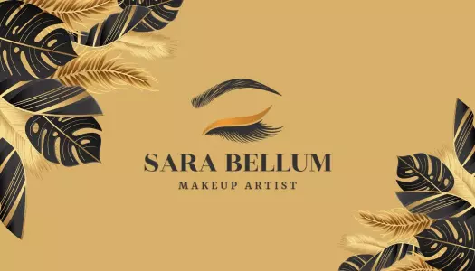 Elegant Gold and Black Floral Makeup Artist Business Card Template