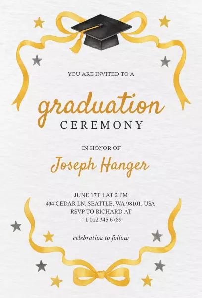 Elegant Gold and Black Graduation Ceremony Invitation Template