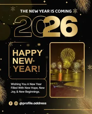 Elegant Gold and Black New Year Celebration Fireworks Flyer Template