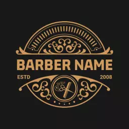 Elegant Gold and Black Vintage Barber Shop Logo Template