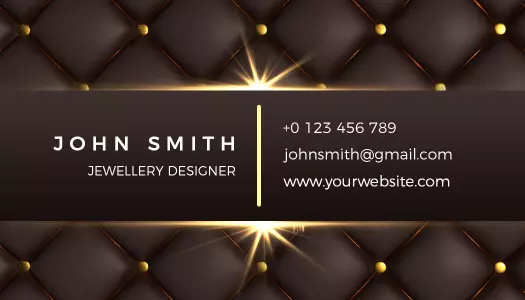 Elegant Gold and Brown Jewelry Designer Business Card Template