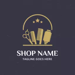 Elegant Gold and Dark Background Barber Shop Logo Template