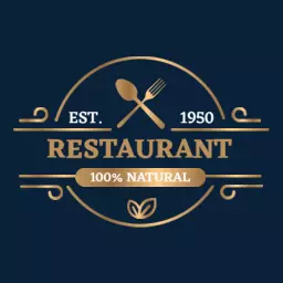 Elegant Gold and Dark Blue Design Symbolizing Royal Restaurant Logo Template
