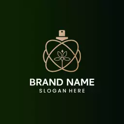 Elegant Gold and Green Floral Design in Perfume Logo Template