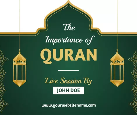 Elegant Gold and Green Quran Live Session Festival Ad Template