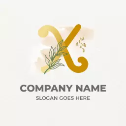 Elegant Gold and Green X Letter Design for Branding Logo Template