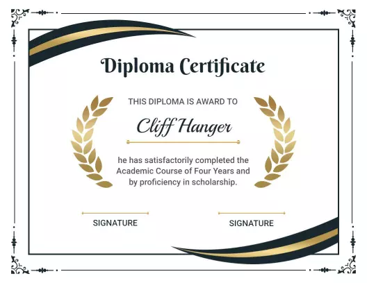 Elegant Gold and Navy Graduation Diploma Certificate Template