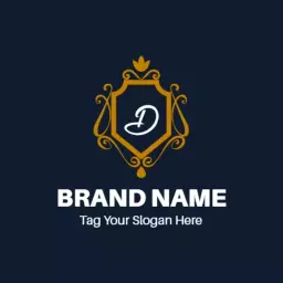 Elegant Gold and Navy Royal Emblem Symbolizing Luxury Logo Template
