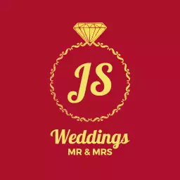 Elegant Gold and Red Wedding Design with Mr and Mrs Logo Template