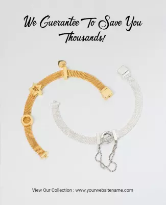 Elegant Gold and Silver Jewelry Collection Poster Template