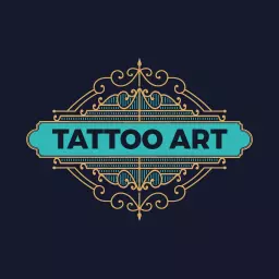 Elegant Gold and Turquoise Tattoo Art Design Logo Template