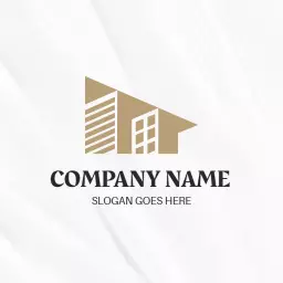 Elegant Gold Architectural Design Representing Real Estate Logo Template
