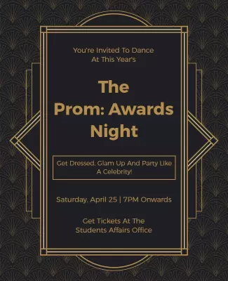 Elegant Gold Art Deco Prom Awards Night Poster Template