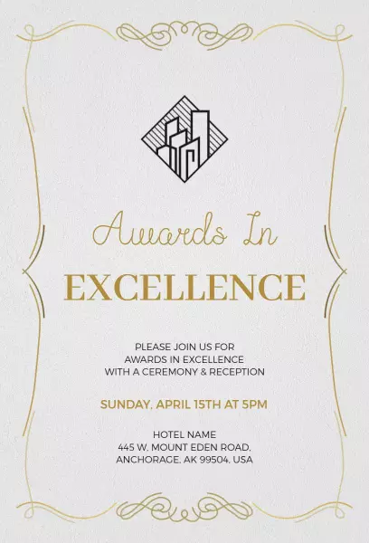 Elegant Gold Awards Ceremony Excellence Invitation Template