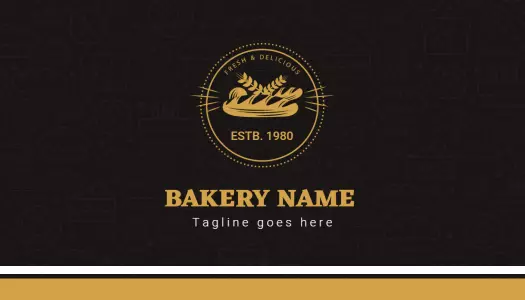 Elegant Gold Bakery Fresh and Delicious Business Card Template