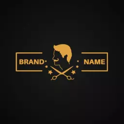 Elegant Gold Barber Silhouette Representing Luxury Services Logo Template