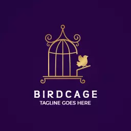 Elegant Gold Birdcage Design Representing Exotic Birds Logo Template