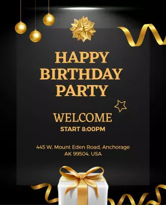 Elegant Gold Birthday Celebration Flyer Template